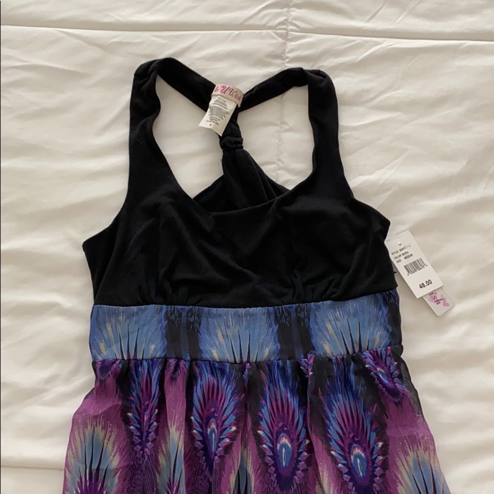 Peacock print maxi dress